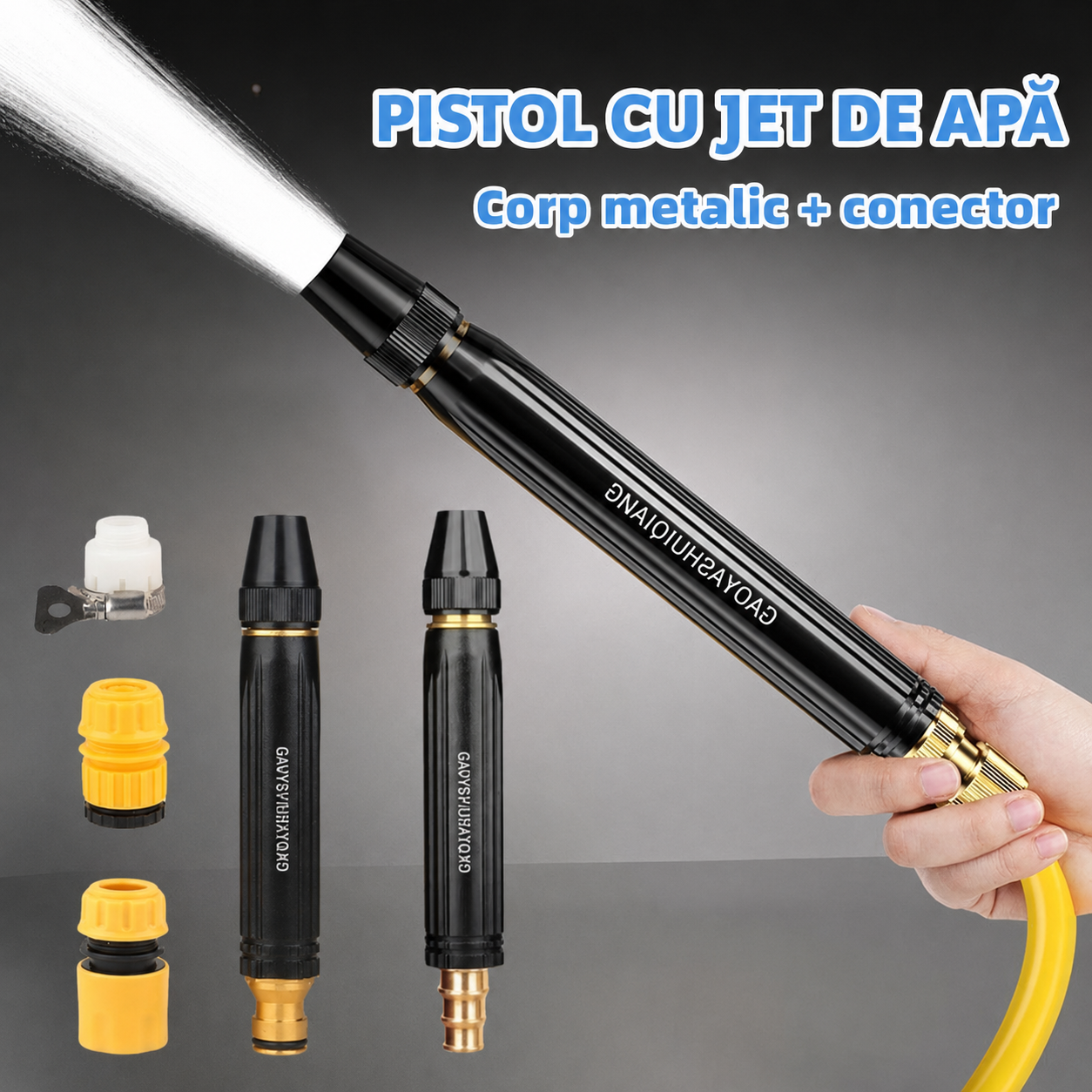 Pistol de apă portabil pentru spălare cu presiune înaltă reglabila